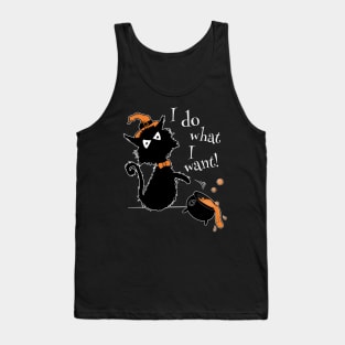 Funny Halloween Black Cat Saying I Do What I Want Tank Top